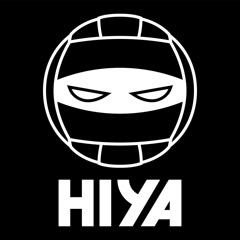 hiya-volleyball-lockupA Large icon of volleyball combined with ninja eyes and smaller HIYA text underneath