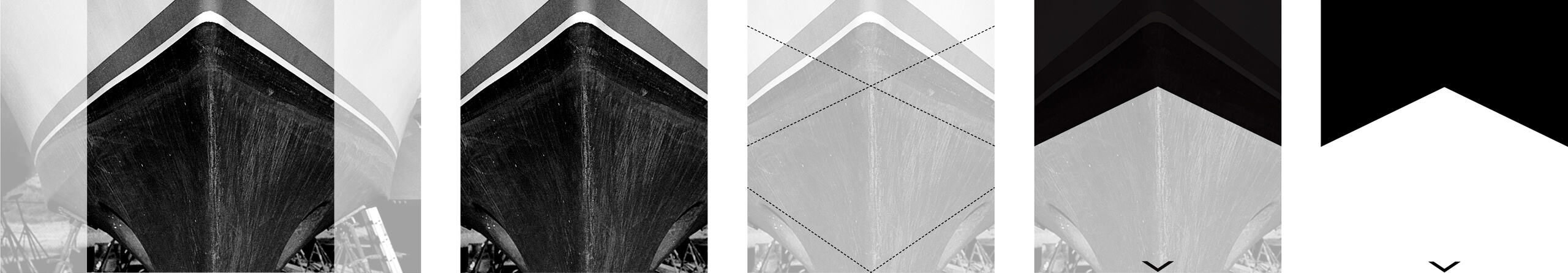 ibex18-logo-construction Images showing a photo of a front of a ship turning into the logo icon